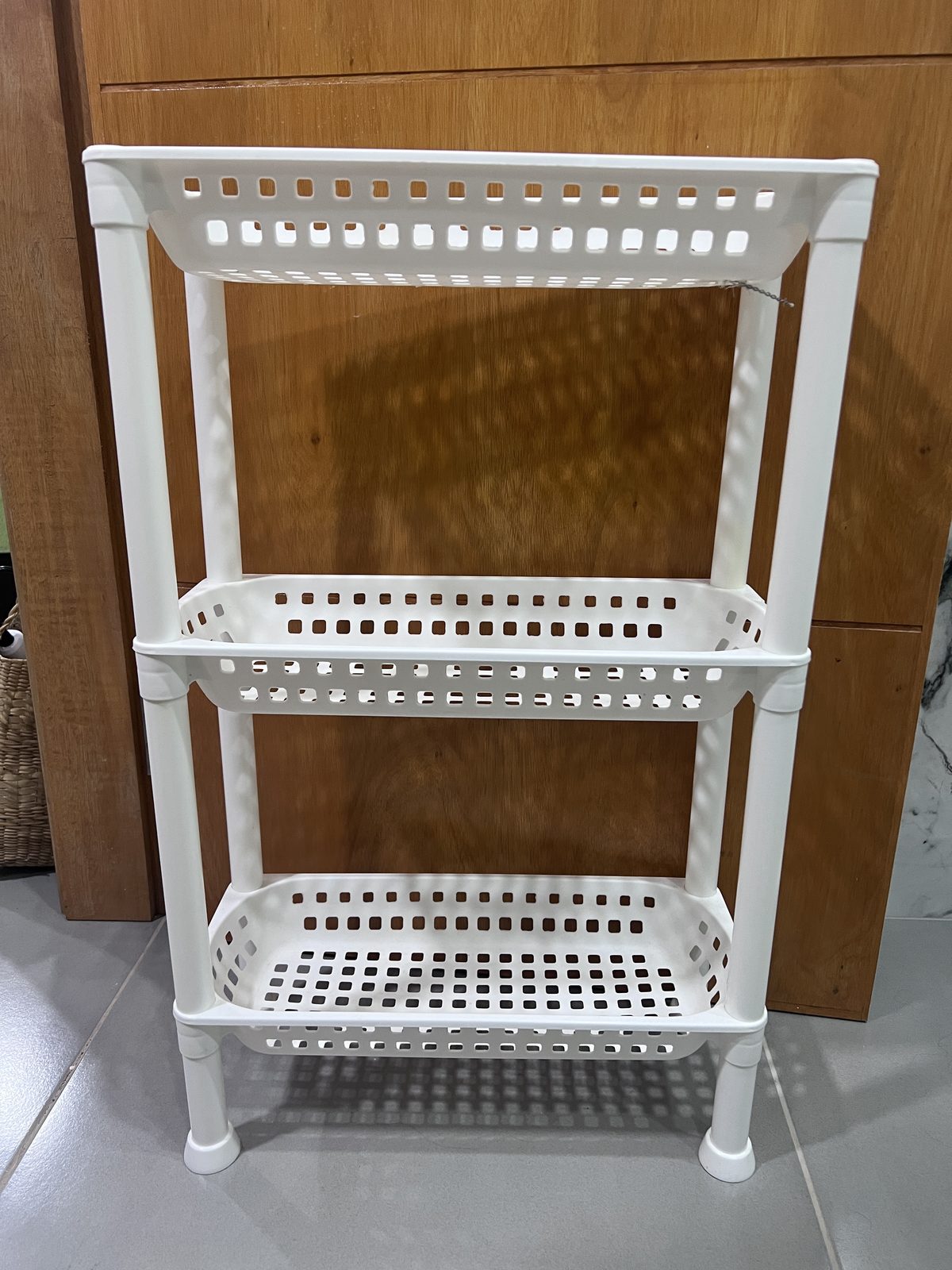 Estante plástico blanco de 3 niveles