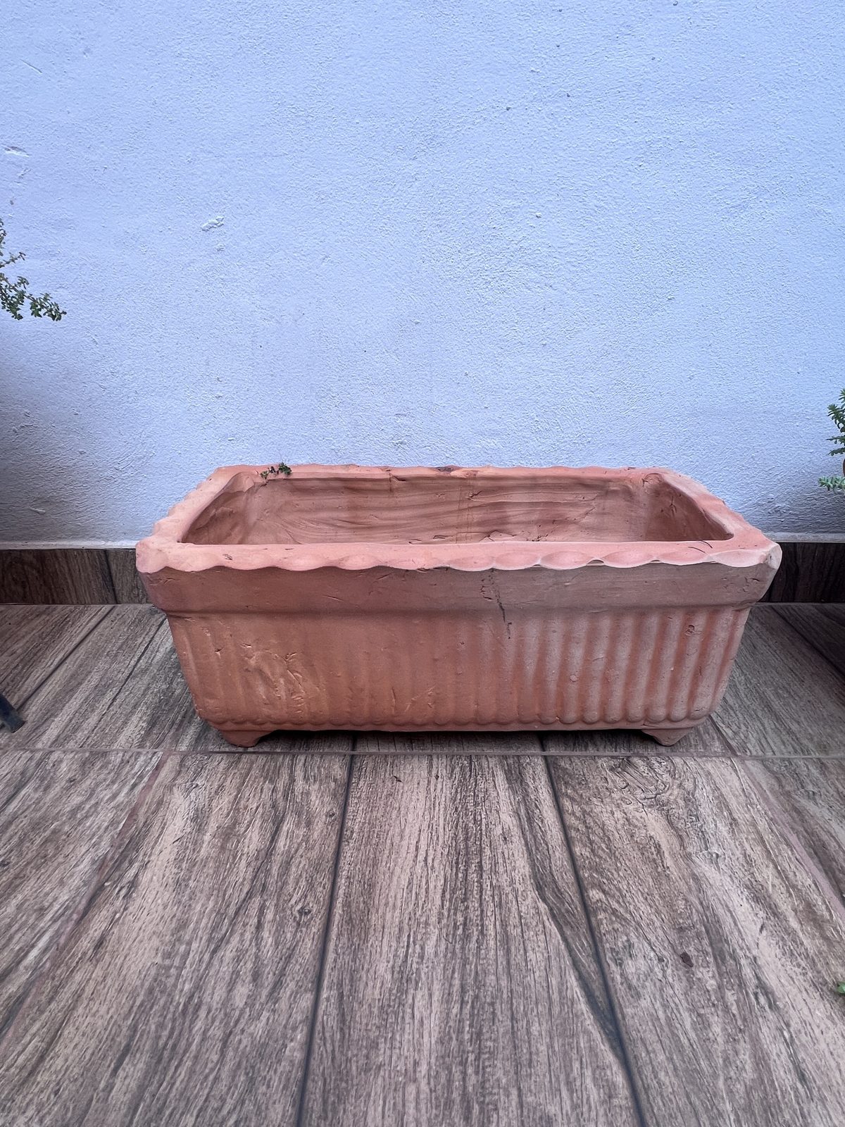 Maceta de barro jardinera rectangular